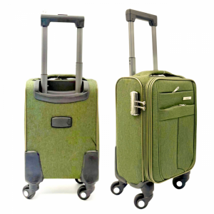 Текстилен авио куфар - спинър за ръчен багаж GREEN S TRANSIT  с разширение, три дълбоки външни джоба и голямо вътрешно отделение